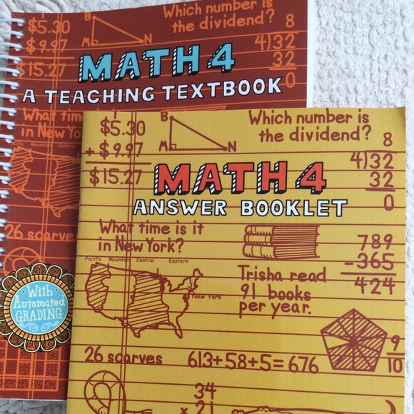 HomeSchool Math Teach Text Book 4th Grade with Answer Book, Complete &Easy toUse - Picture 1 of 3
